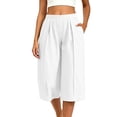 thumbnail image 2 of Ltctricy Capri Pants for Women Elastic Waisted Wide Leg Pants Loose Fit Casual Pants with Pockets Beach Vacation Clothes(White,X-Large), 2 of 7