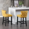thumbnail image 3 of MIKIBAMA Gold Velvet Counter Height Barstools with Wooden Legs, Set of 4, 3 of 11