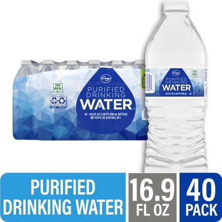 Kroger Purified Drinking Water, 16.9 fl oz Bottles (40 Pack)