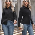 thumbnail image 6 of KDDYLITQ Women's Button Down Dress Shirts Wrinkle Free Long Sleeve Shirts Solid Work Business Stain Shield Shirts Black S, 6 of 6