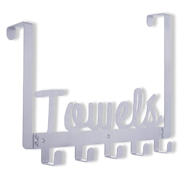 Puerta de la toalla Puerta Montado en la pared Rack Organizador Aleación Aleación Ganchos Decoración Cojinete de carga Estante Colgante Suministro de espacio Supply Silver Monstrate HA010664-02