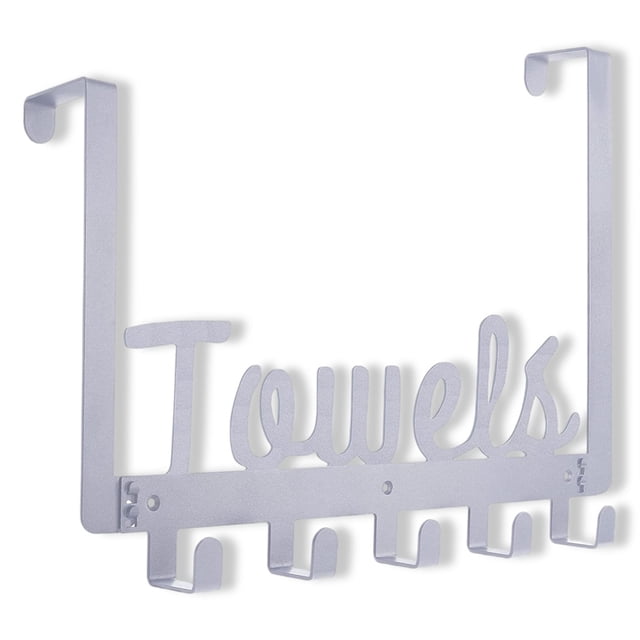 Puerta de la toalla Puerta Montado en la pared Rack Organizador Aleación Aleación Ganchos Decoración Cojinete de carga Estante Colgante Suministro de espacio Supply Silver Eigraketly HA010664-02