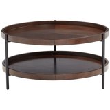 Image showcasing Elm Lane Taos Modern Industrial Minimalist Wood Round Coffee Table 36 ...