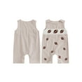 thumbnail image 2 of BemeyourBBs Baby Boy Football Embroidered Overalls Plaid Sleeveless Jumpsuit, 2 of 9