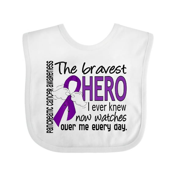 Inktastic Pancreatic Cancer Bravest Hero I Ever Knew 1 Boys or Girls Baby Bib