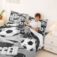 thumbnail image 3 of Castle Fairy Sport Soccer King Sheets 4pcs, Graffiti Splash Bedding, Black White Gray,1 Fitted Sheet, 1 Flat Sheet and 2 Pillowcases, 3 of 6