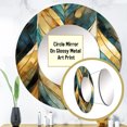 thumbnail image 3 of Designart "Emerald Gold Chevron Illusion I" Chevron Rund Mirror For Wall Decor - Large Gold Round Printed Mirror -Glam Round Living Room Mirror - 29" x 29", 3 of 6