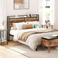thumbnail image 2 of HOOBRO Queen Size Headboard with 2 Outlets and 4 USB Ports Adjustable Height Storage Rack Rustic Brown and Black BF53UBH01, 2 of 9