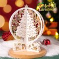 thumbnail image 1 of Clearance! Paper Carved Christmas Tree Gold Gift Card Christmas Universal Crystal Ball Greeting Card, 1 of 9