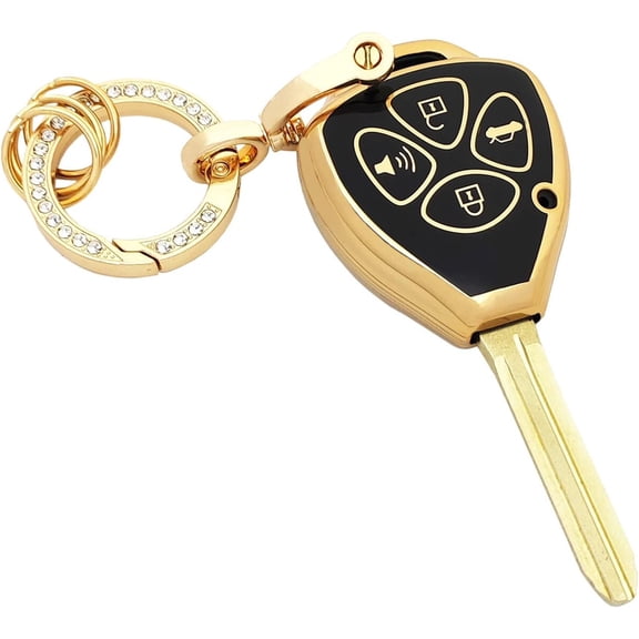 Key Fob Cover Compatible with Toyota Avalon Camry Corolla Venza 2007-2014 3 Button Keychain Case Holder Protector,Black