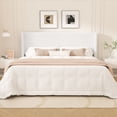 thumbnail image 3 of Frostbloom King Size Boucle Upholstered Platform Bed Frame with Wingback Headboard, White, 3 of 10