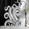 thumbnail image 2 of Black White Octopus Small Stall Shower Curtain, Waterproof Shower Curtains for Bathroom, Coastal Ocean Animals Nautical Washable Fabric Bath Curtain for Bathtub Decoration with Hooks 36x78 Inches, 2 of 9