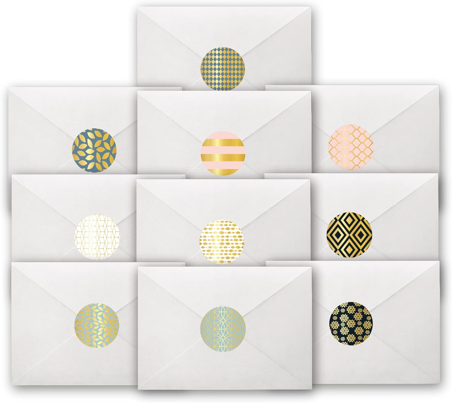 Smart Scribble 50 Blank Cards and Envelopes, Assorted Greeting Cards for All Occasions, 4x6” Blank Note Cards with Envelopes and Matching Stickers- 10 Elegant Designs, Thank You Card Assortment Pack,