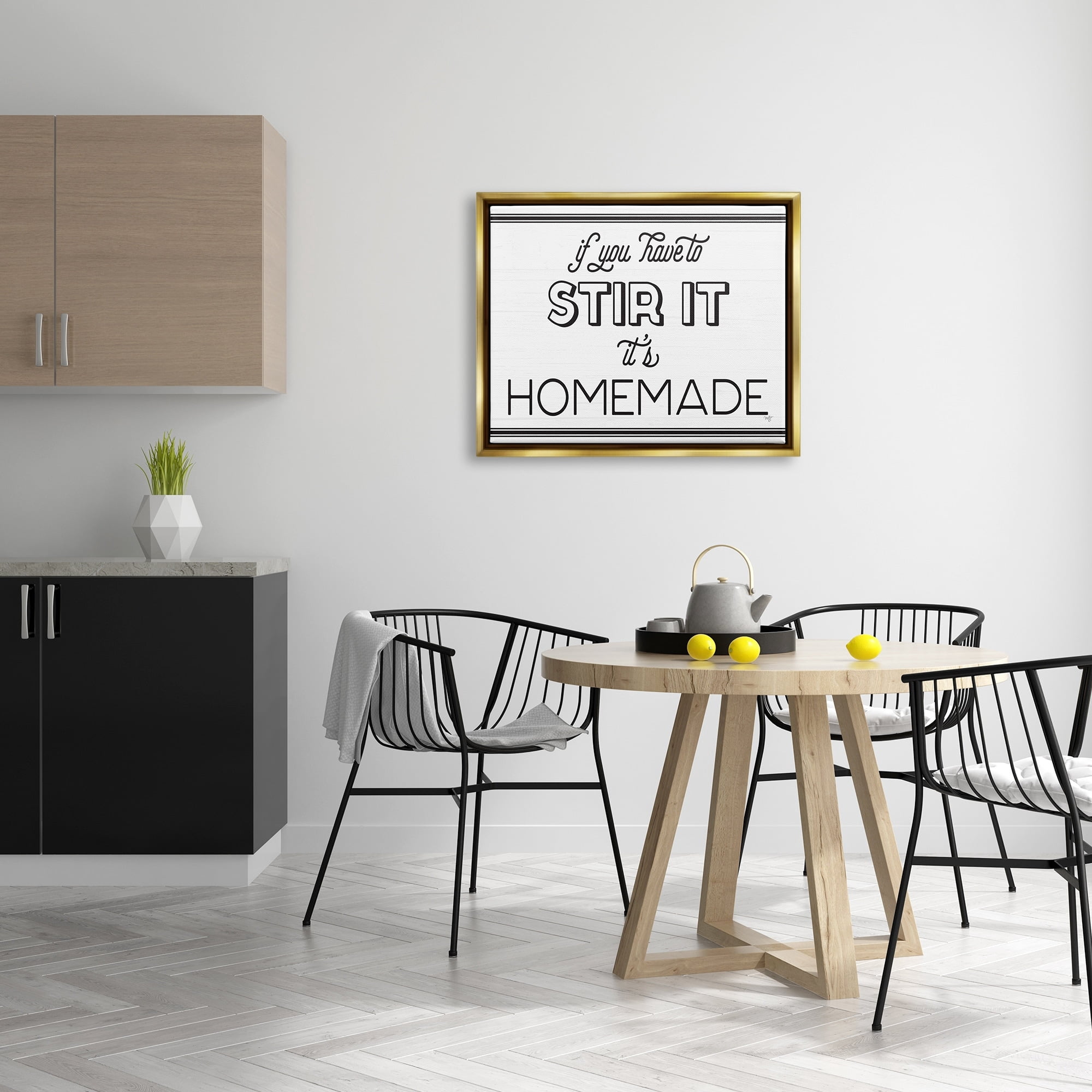 Stupell Industries Homemade If Stirred Humorous Cooking Kitchen Vintage Phrase Graphic Art Metallic Gold Floating Framed Canvas Print Wall Art, Design by Mollie B.
