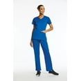 thumbnail image 3 of Elements Women's EL9945 Mock Wrap Scrub Top and Half-Elastic Waistband Scrub Pant Set Royal Blue 2X-Large, 3 of 3