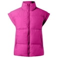 thumbnail image 5 of YDFCWXW Womens Oversized Puffer Vest Stand Collar Full Zip Sleeveless Bubble Puffer Vest Quilted Padded Warm Coat Outwear Hot Pink, L, 5 of 6