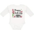 thumbnail image 3 of Inktastic Happy Birthday, Mom Pink Flowers Boys or Girls Long Sleeve Baby Bodysuit, 3 of 5