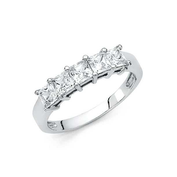 JewelryWeb - 14k White Gold Cubic Zirconia Wedding Band Ring - 2.5 Grams - Size 7 - Walmart.com ...