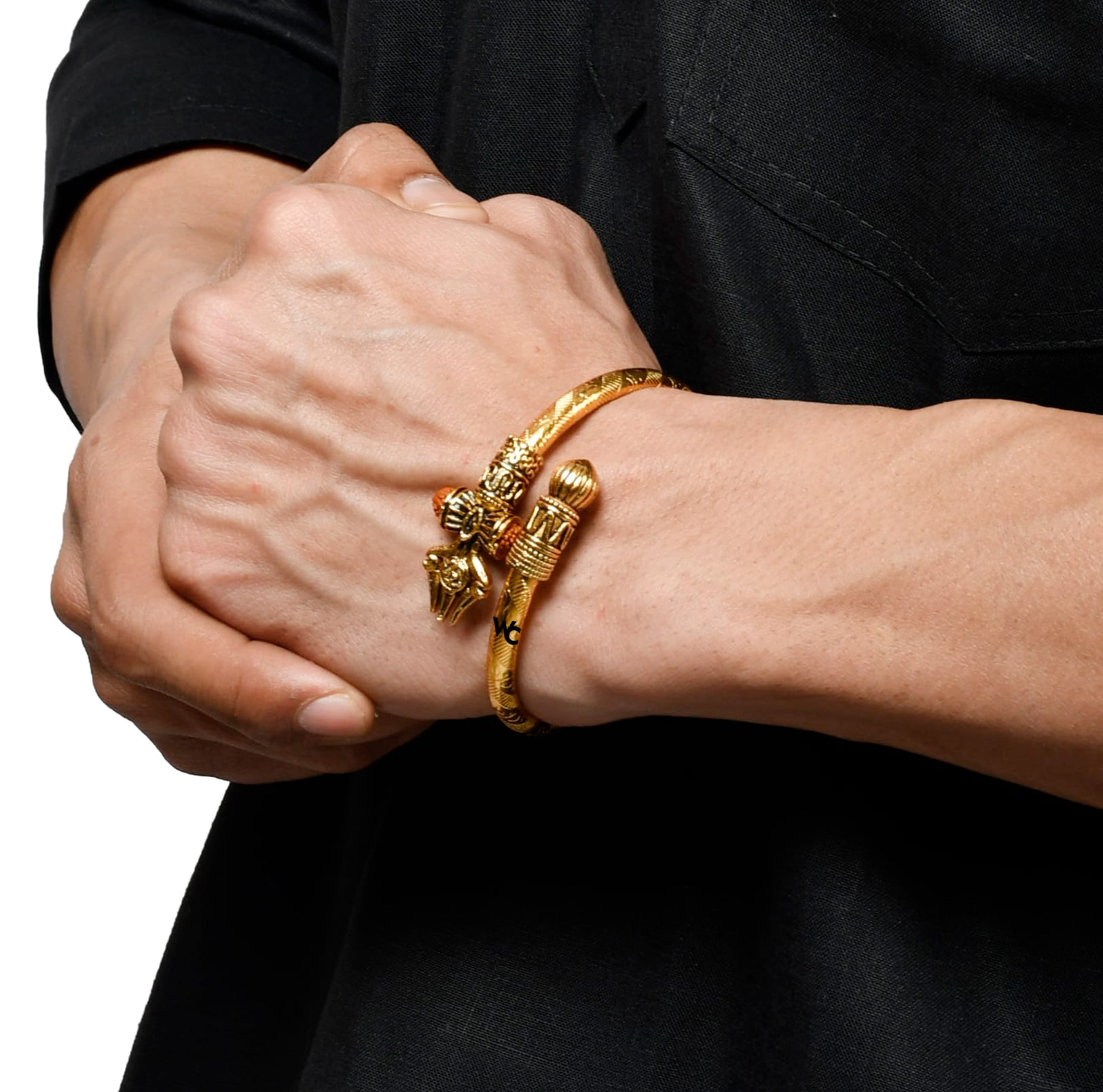 Wonder Care Shiv Bracelet Cuff Kada for men| Lord Shiva Bahubali Brass Bracelet for men| Religious Brass Shiv Kada | Free size Bracelet for Mahashivratri | Mahadev Bracelet