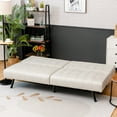 thumbnail image 3 of Costway Futon Sofa Bed PU Leather Convertible Folding Couch Sleeper Lounge White, 3 of 12