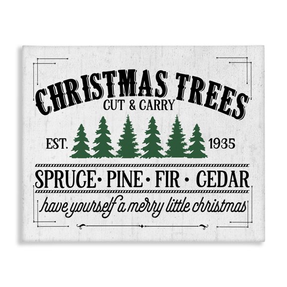 Stupell Industries Traditional Christmas Trees Vintage Sign Canvas Art, 30 x 24, by Lettered and Lined