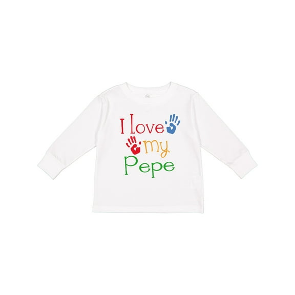 Inktastic Pepe Grandkids Handprints Boys or Girls Long Sleeve Toddler T-Shirt