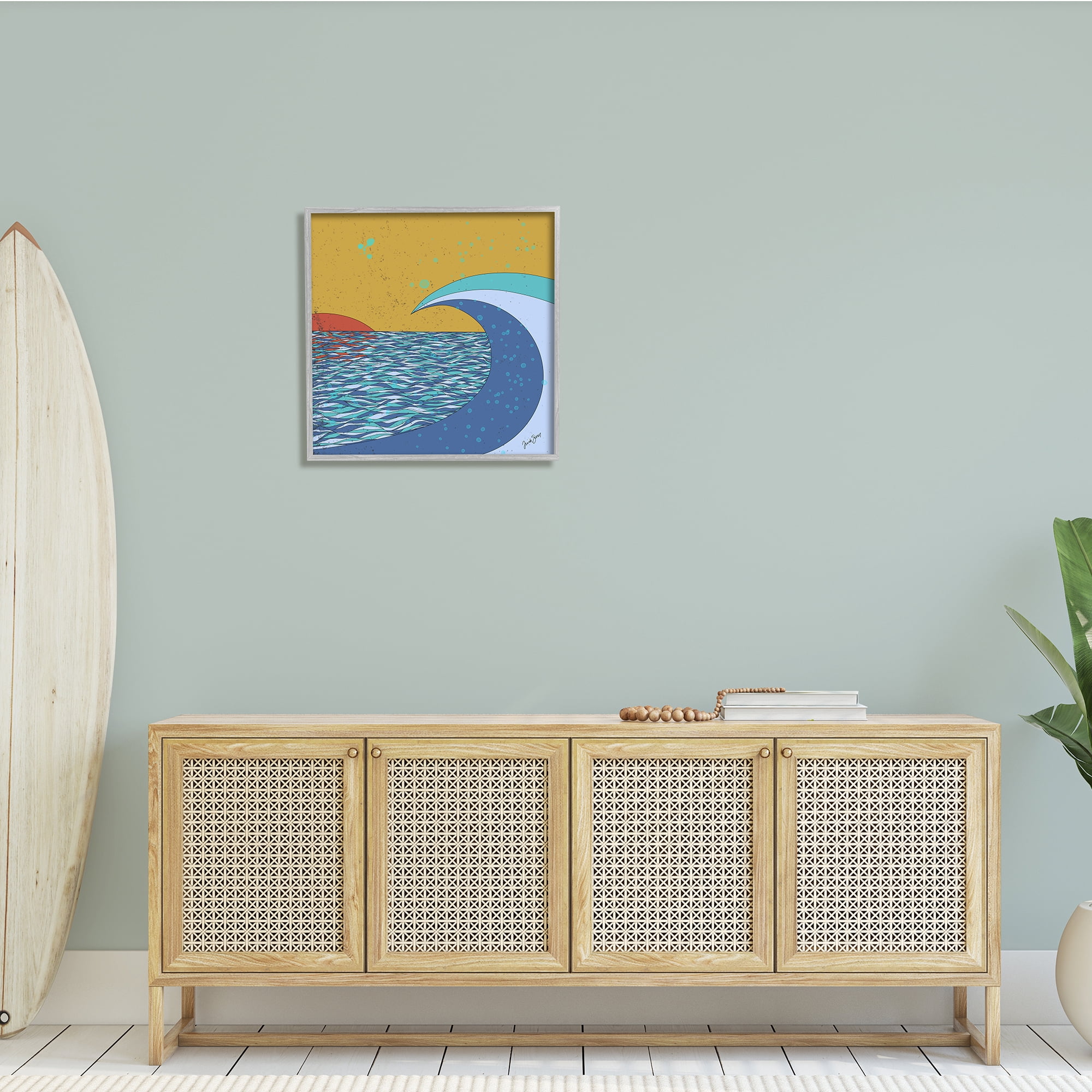 Stupell Industries Sunset Tidal Wave Busy Abstract Ocean Horizon Landscape, 24 x 24, Design by Trish Sierer