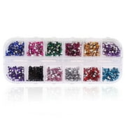 Haobase 3000pc Nail Art Decorations 12 Color 2mm Circle Beads Crystal Nail Art Decorations Nail Rhinestones