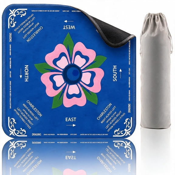 Mahjong Mat, 32.4 x 32.5 inch Anti-Slip Noise Reduction Rubber Gaming Mat, Table Cover for Mahjong, Poker and Board Games
