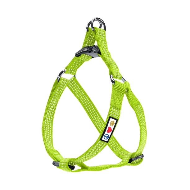 Arnés para perros Step-in Pawtitas, reflectante, ajustable en forma de S, color verde