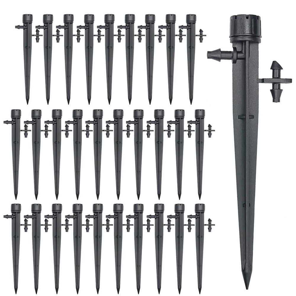 Oubest 25 PCS Irrigation Drippers Drip Irrigation Emitters Stake Adjustable Micro Water Flow 360 Degree Drip System for 1/4 Tube