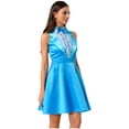 thumbnail image 4 of SiiRoh Women's 80s 90s Movie Dress Sleeveless Bowtie Lapel Party Princess Dresses Blue L, 4 of 7