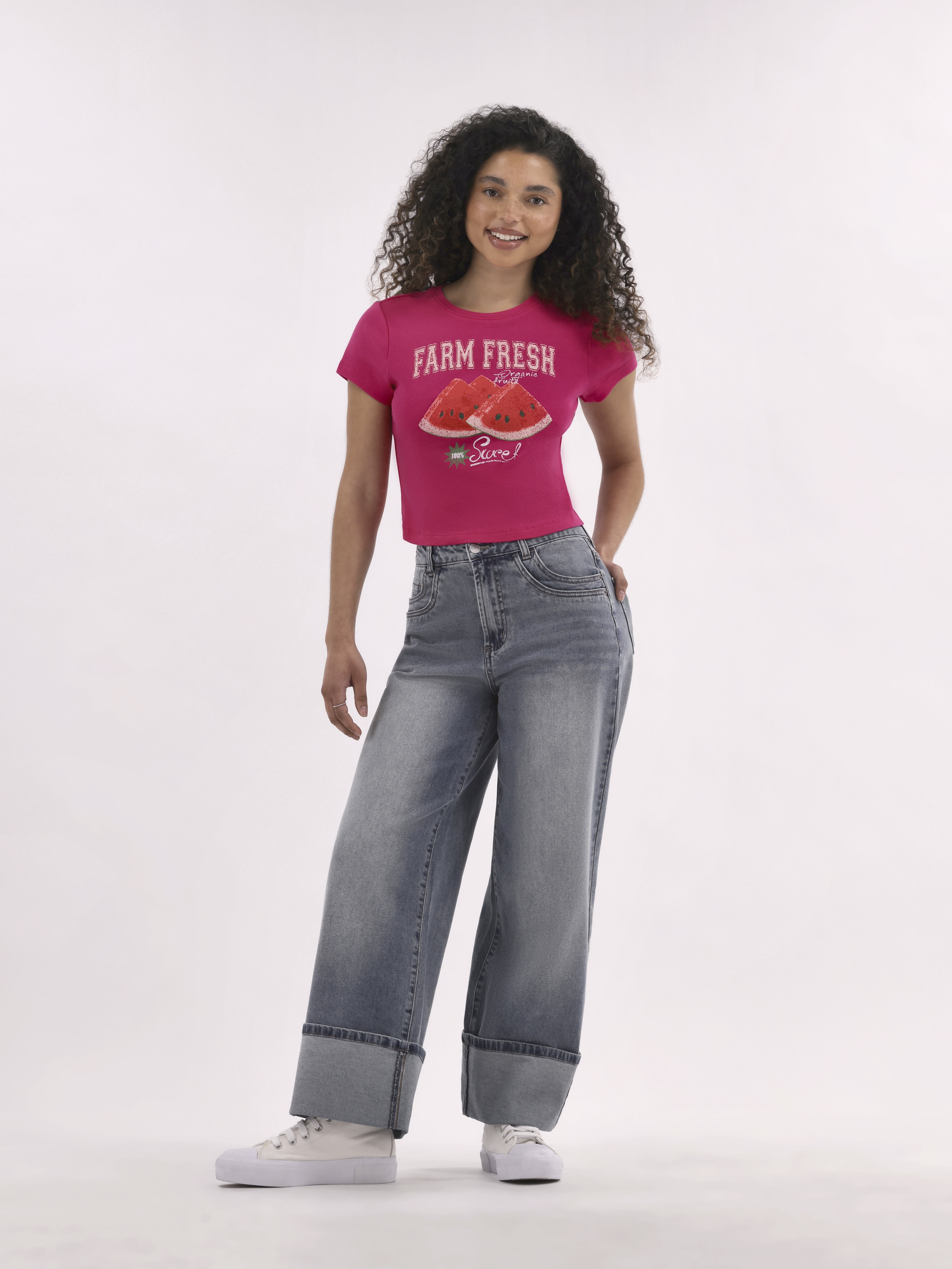 No Boundaries Graphic Cotton Baby Tee, Women's
