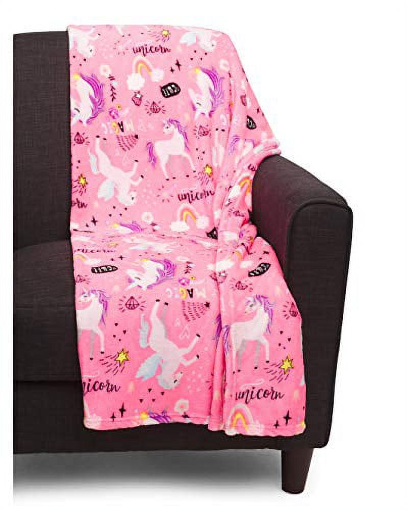 Kensie Girl Printed Hot Pink Unicorn Blanket Cozy Plush Throw (50 x