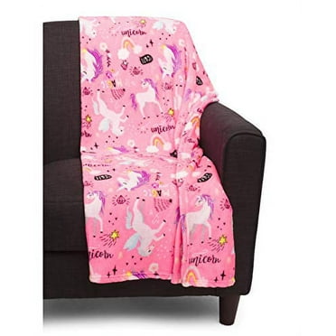 Kensie Girl Printed Hot Pink Unicorn Blanket - Cozy Plush Throw (50 x 60)