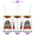 thumbnail image 2 of Happy Father's Day Honoring Veterans Saint Bernard in Army Uniform 16oz Glass Cup Mug St Dog Lover Glass Can with Bamboo Lid and Straw - 13007, 2 of 5