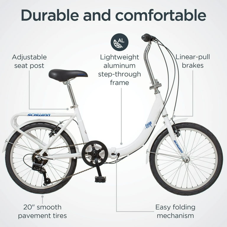 High-Quality Schwinn Loop Adult Folding Bike, 20 Inch Wheels