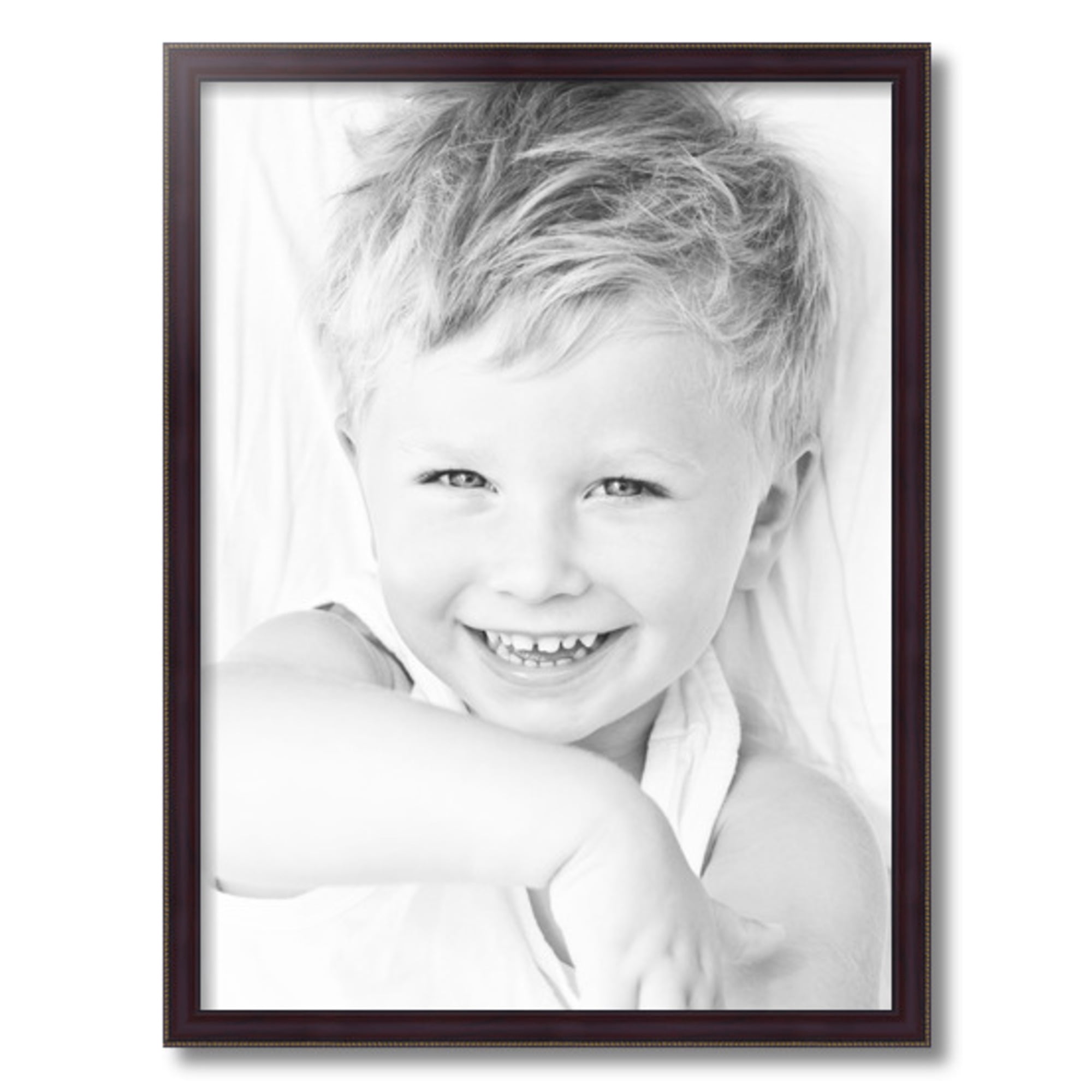 ArtToFrames 18" x 24" Mahagony with Gold Beads Picture Frame, 18x24 inch Brown Wood Poster Frame (WOM-4412), 1 Pack