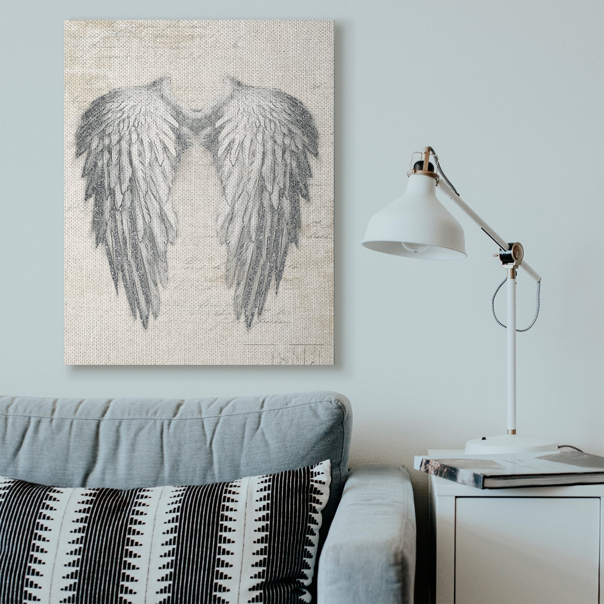 Stupell Home Décor Heavenly Wings Silver Parchment Design Canvas Wall Art by Main Line Studio