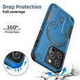 thumbnail image 3 of SaniMore for iPhone 14 Case with Wrist Strap Magnetic Plate [Wireless Charging] Rotating Kickstand Dual-layer PC TPU Shockproof Military Drop Resistant Stand Shell for iPhone 14, Darkblue, 3 of 8