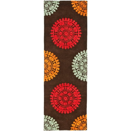 Safavieh Handmade Soho Chrono Brown/ Multi N. Z. Wool Runner (2'6 x 8')
