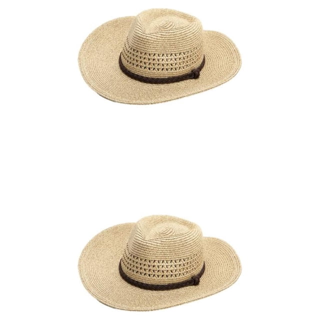 Sonducket Manténgase cómodo y protegido con un sombrero de ala ancha Gorra plegable de playa de ala ancha Sombrero de paja para hombre Hollow Mezcla Hueca Beige METRO 58cm 2Conjunto