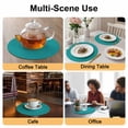 thumbnail image 2 of Pure Teal Green Round 15 Inch Placemats Set of 2, Simple Solid Color HeatResistant Non Slip Place Mats for Dining Table, Wipeable Braided Kitchen Table Mats for Housewarming, 2 of 9