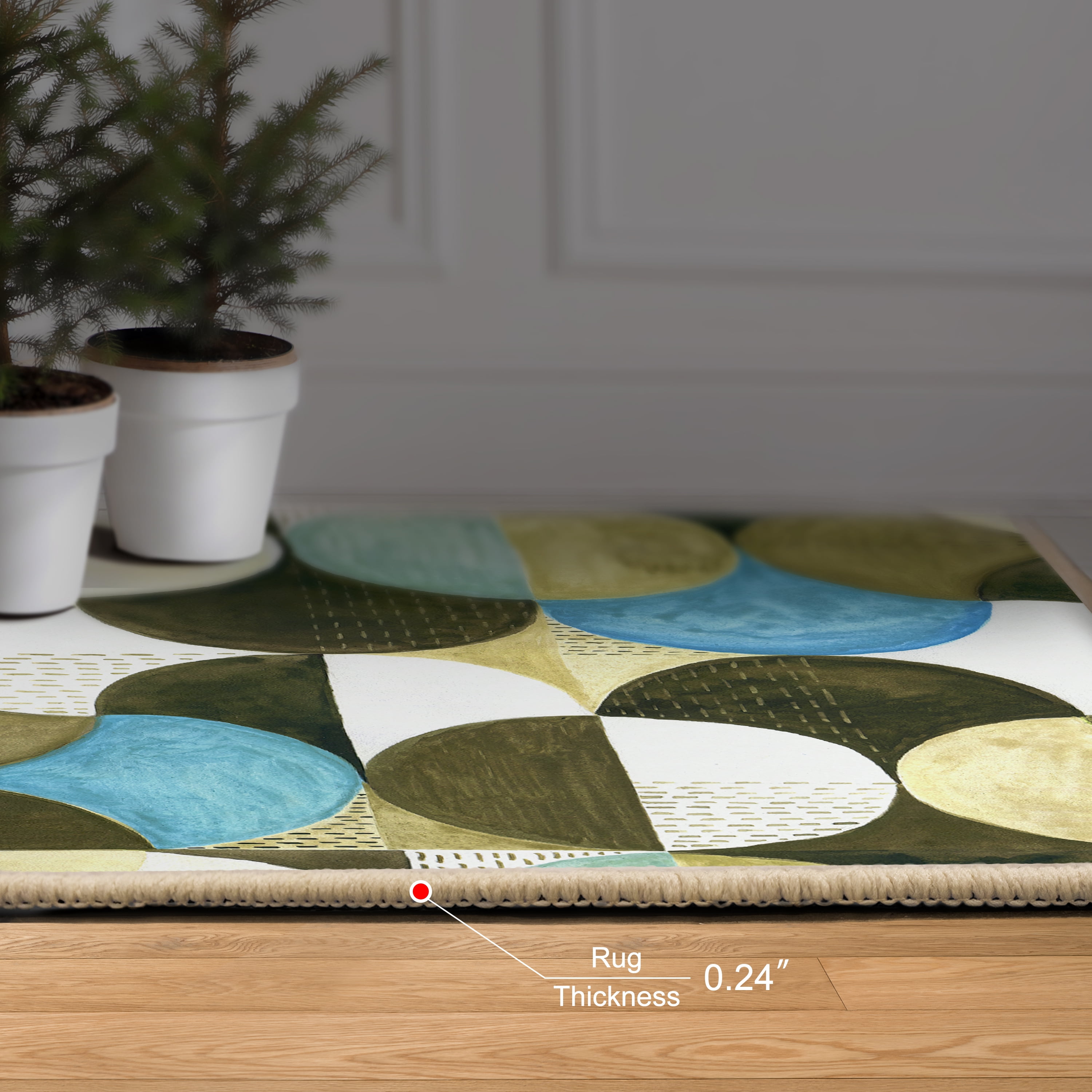 Geometric II Washable Geometric Art Area Rug size 5'x8'