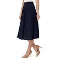 thumbnail image 2 of Women's A-Line Casual Flared High Waist Elastic Band Solid Midi Skirt, 2 of 5