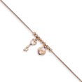 thumbnail image 1 of 925 Sterling Silver Rose Tone Heart Lock 1 Inch Anklet Ankle Bracelet Love Wih, 1 of 5