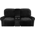 thumbnail image 2 of TOPCHANCES Loveseat Recliner Cover, Couch Slipcover for Double Recliner, 2-Seat Sofa Cover with Center Console Cover, Furniture Protector for Kids Dogs Pets ( Black ), 2 of 10