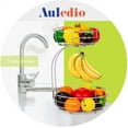 thumbnail image 3 of Auledio 2 Tier Metal Fruit Baskets with Banana Hanger, Detachable Storage Basket for Countertop, Chrome, 3 of 7