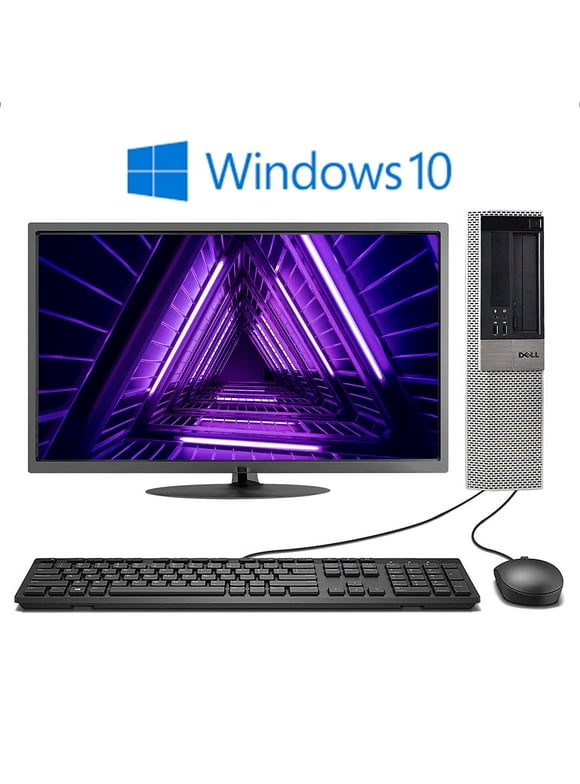Pre-Owned Dell OptiPlex Windows 10 Pro SFF Desktop Computer with an Intel Quad Core i5 CPU 16GB RAM 240SSD HD DVD-RW Wi-fi and a 19" LCD - Computer with 1 Year Warranty! - (Refurbished: Good)