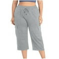 thumbnail image 4 of Womens Elastic High Waisted Capris Pants Plus Size Gym Running Workout Athletic Capri Pants with Pockets, 4 of 9